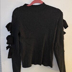 INC International Concepts Black Sweater with Bow Details